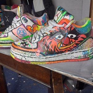 hand painted air force 1s size  7y unisex